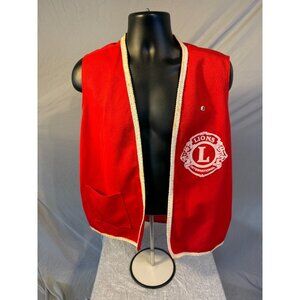 Vintage‎ Red Lions Club Vest Mens Size XXL Ohio Pin included Buckeye State 1970s